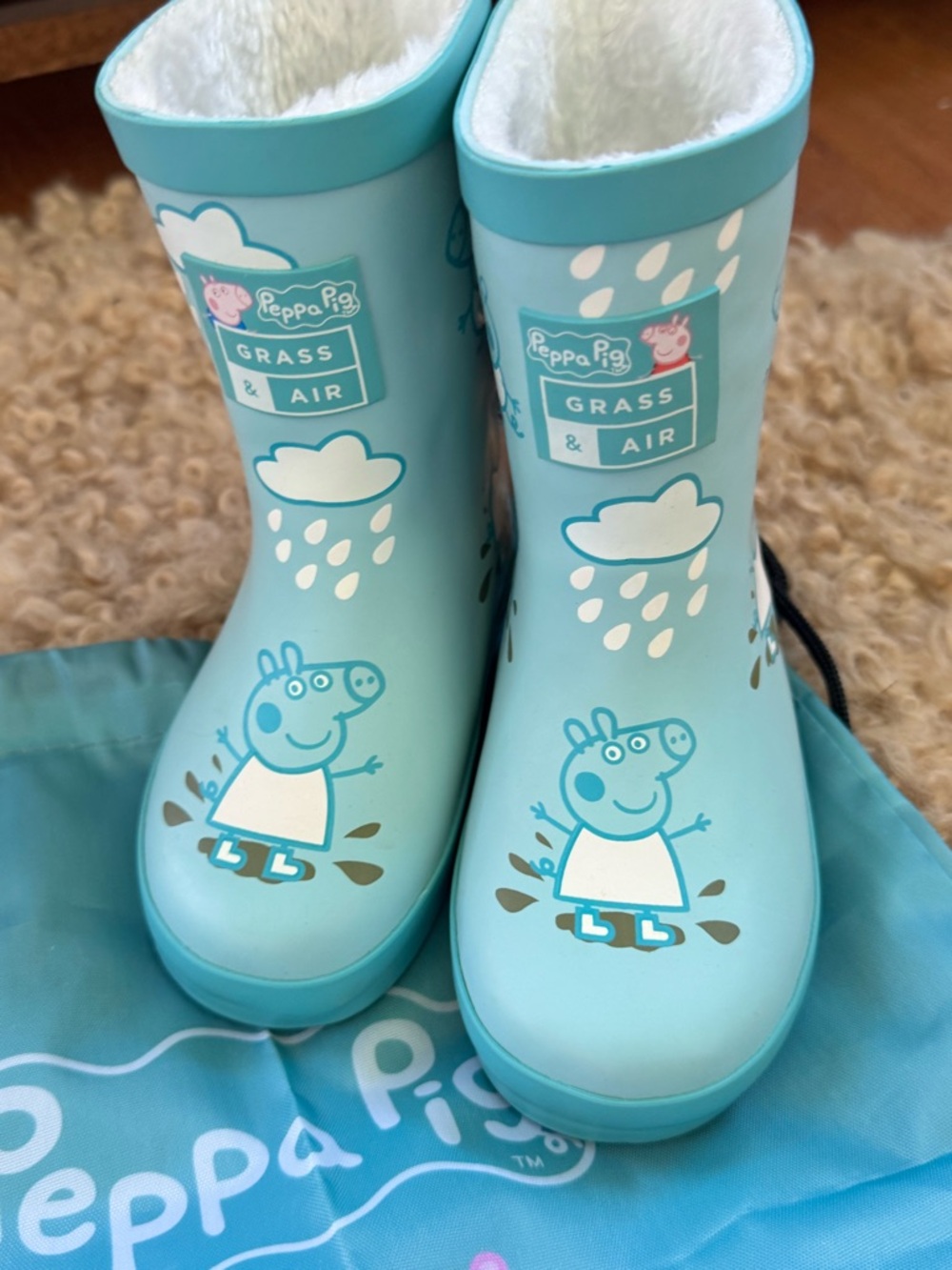 Peppa Pig Aqua Blue Fleece-Lined Splash Boots